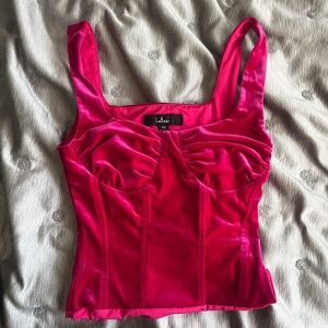 Lulu's Pink Velvet Bodysuit - Size XS